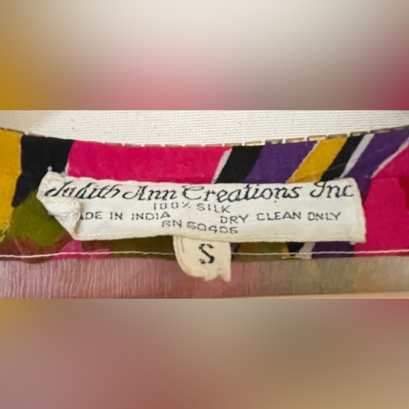 Vintage Judith Ann Creations Floral Silk Dress with Hand Sewn Sequins & Beading - Picture 3 of 13